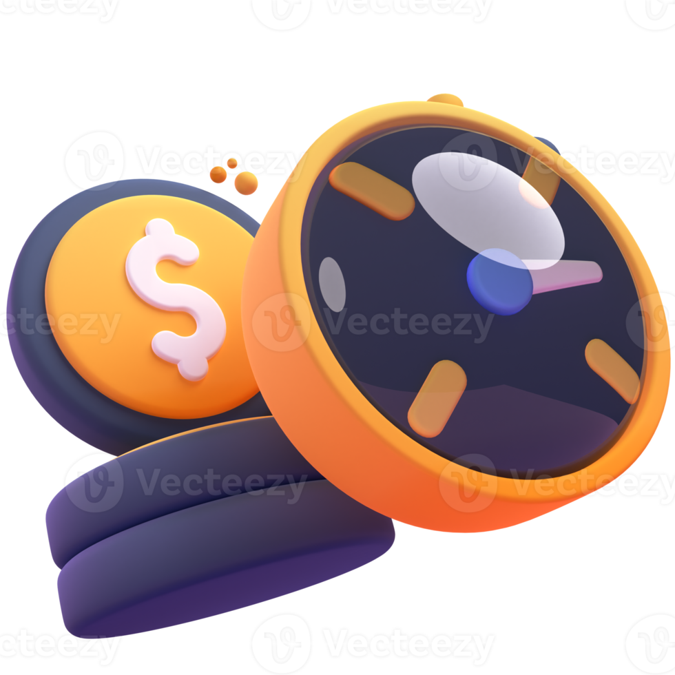 Timer in 3d render for graphic asset web presentation or other png