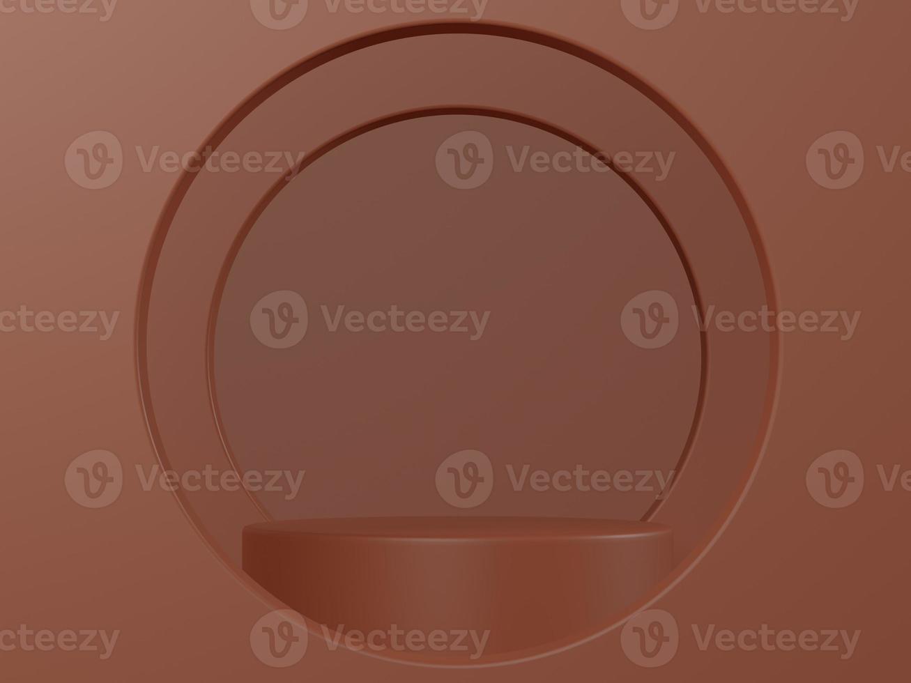 3d rendering. Show cosmetic product, empty scene, cinnamon brown minimal wall. Fashion showcase, display case. photo