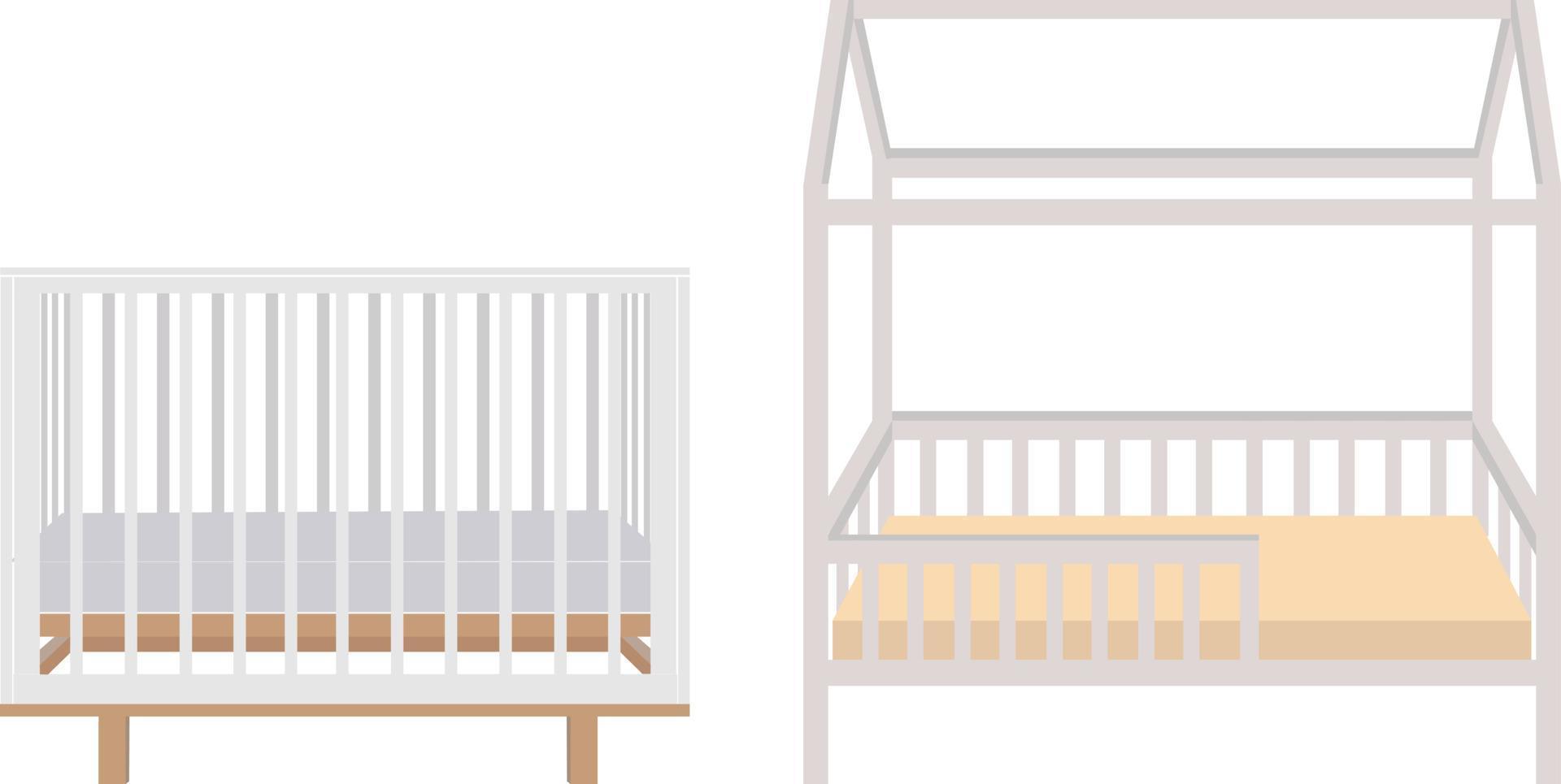 Crib for the newborn vector flat illustration child furniture on white background