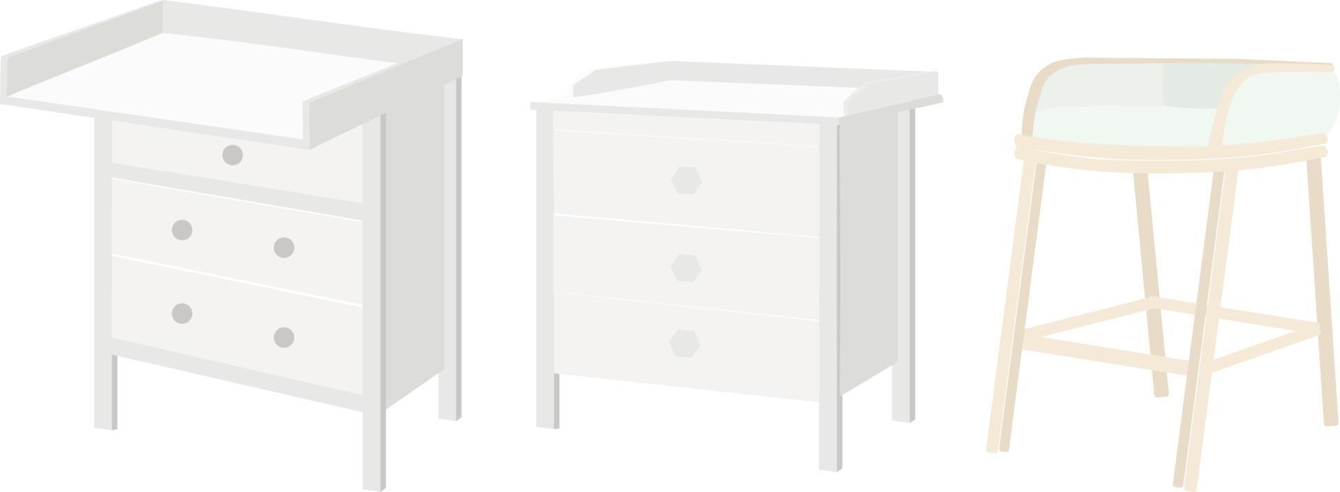 Baby changing table illustrated collection vector