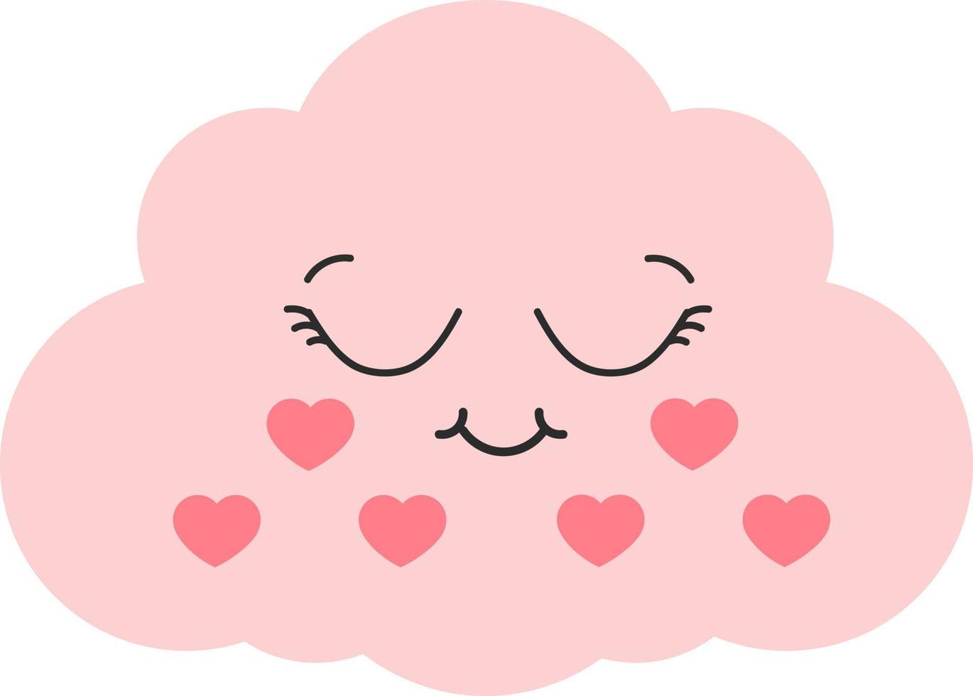 Vector illustration of a cute sleeping cloud, Seal or Icon Vector Illustration