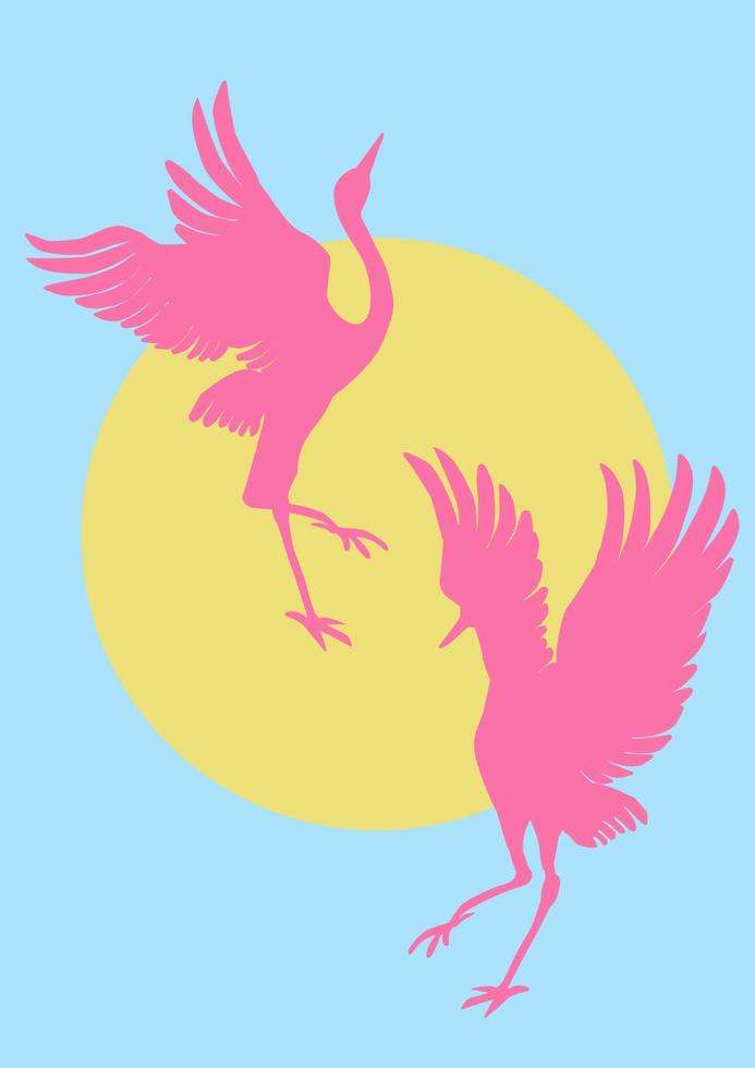Poster Japanese Cranes vector