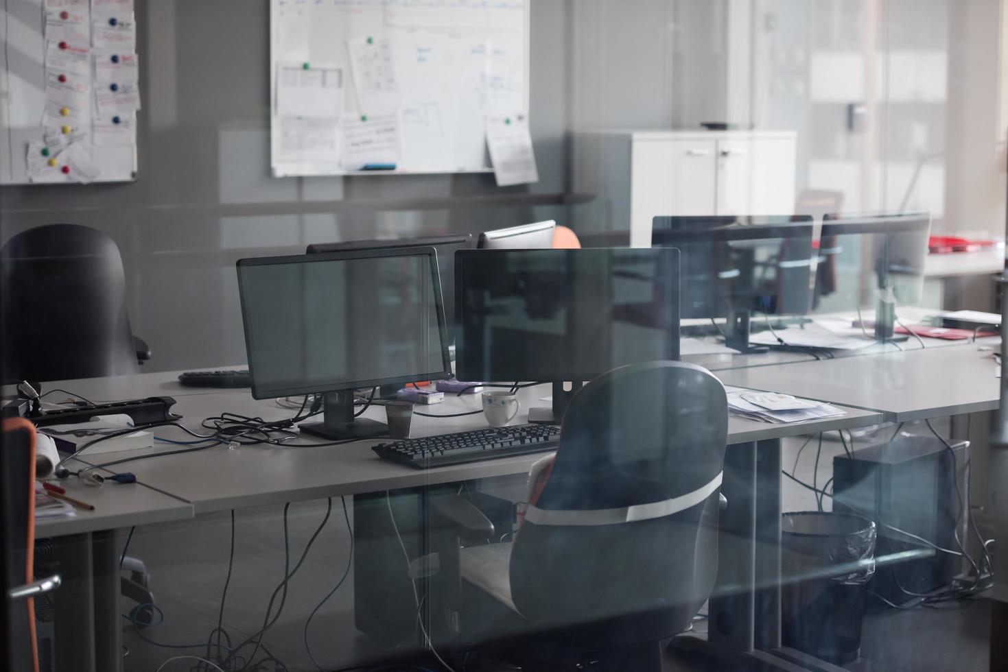 empty office with modern computers photo