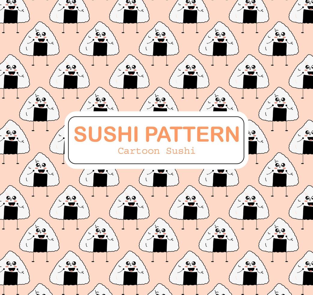 Funny Cartoon Sushi Pattern Illustrations vector
