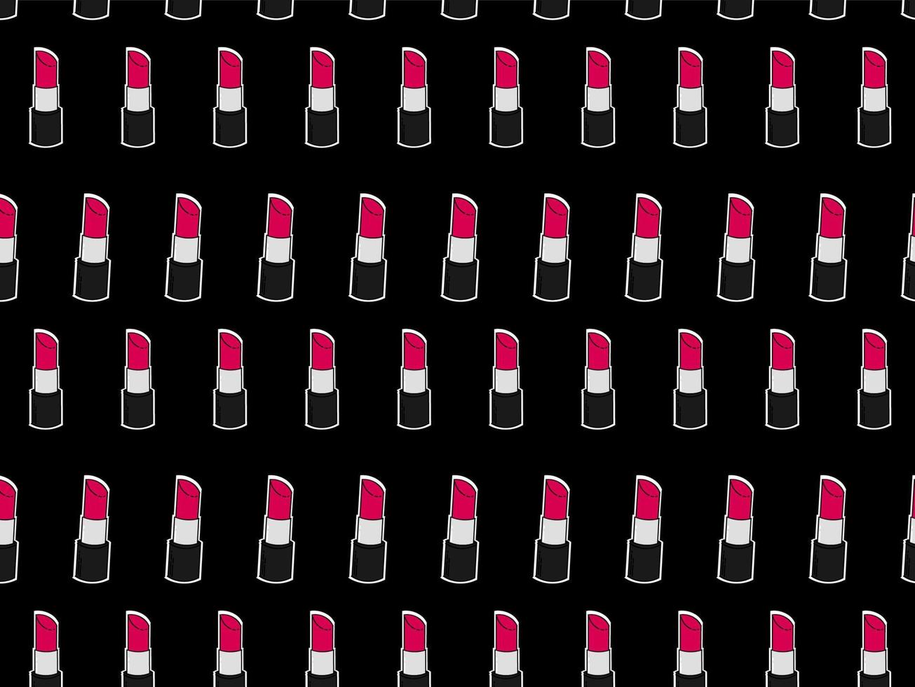 Vector of lipstick Seamless Pattern Black Background