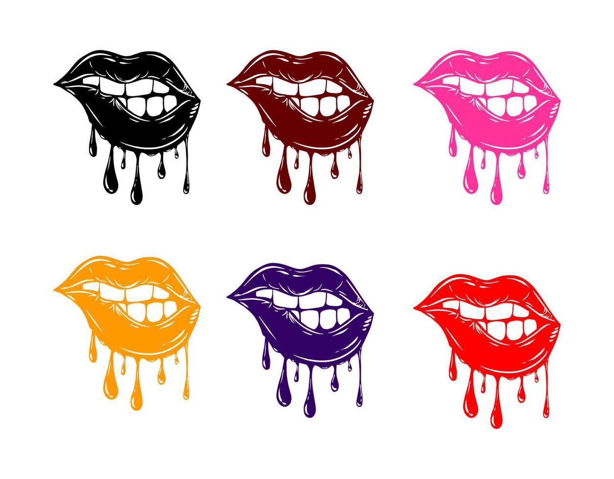 colección de colores derretidos de labios de apuestas vectoriales vector