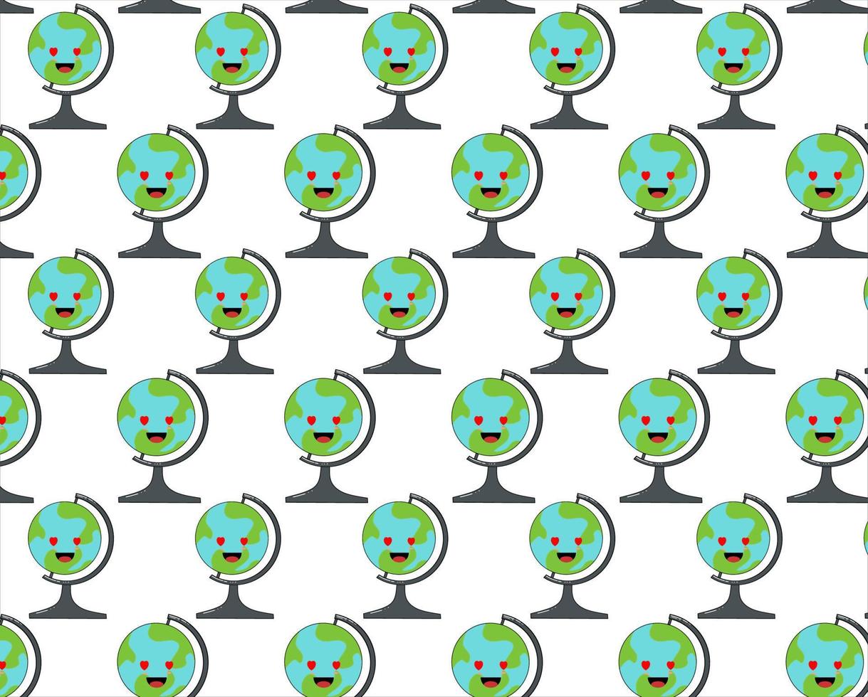 Seamless Pattern Cute Character Earth Vector