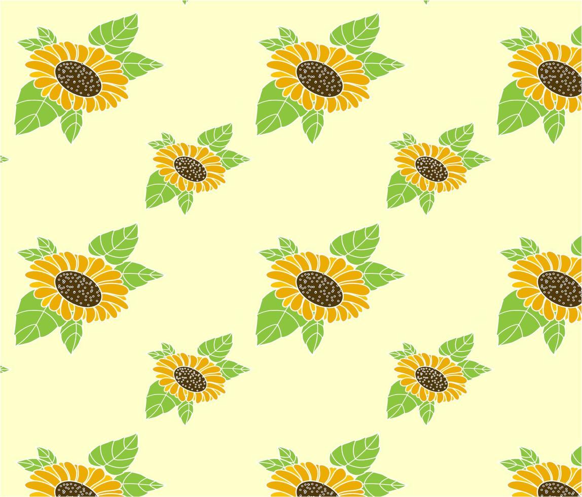 Vector Sunflower Colored Floral Pattern Seamless