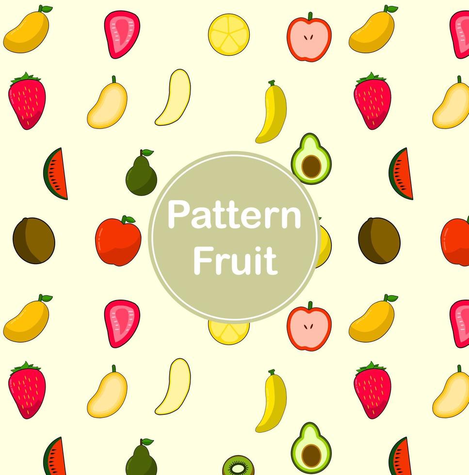 seamless, patrón, fruta, y, rebanada, fruta, ilustraciones, vector