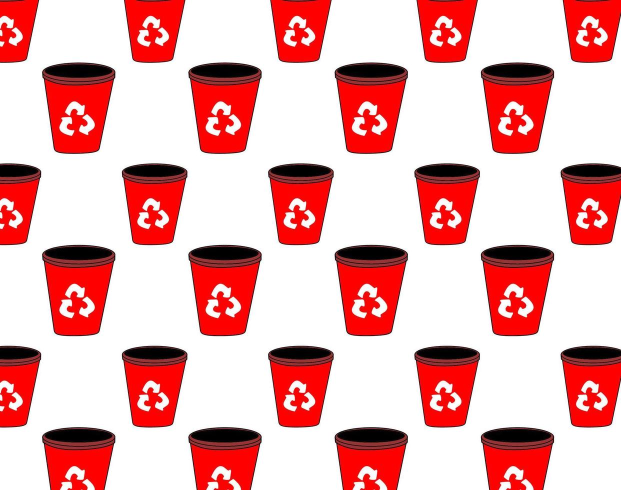 Vector Seamless Pattern of Rubbish Bin Red Color