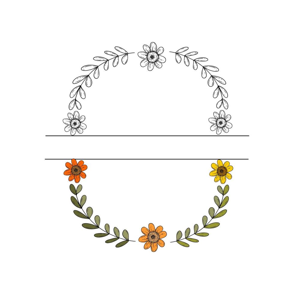 Laurel Wreath Flower Half Decoration Vector