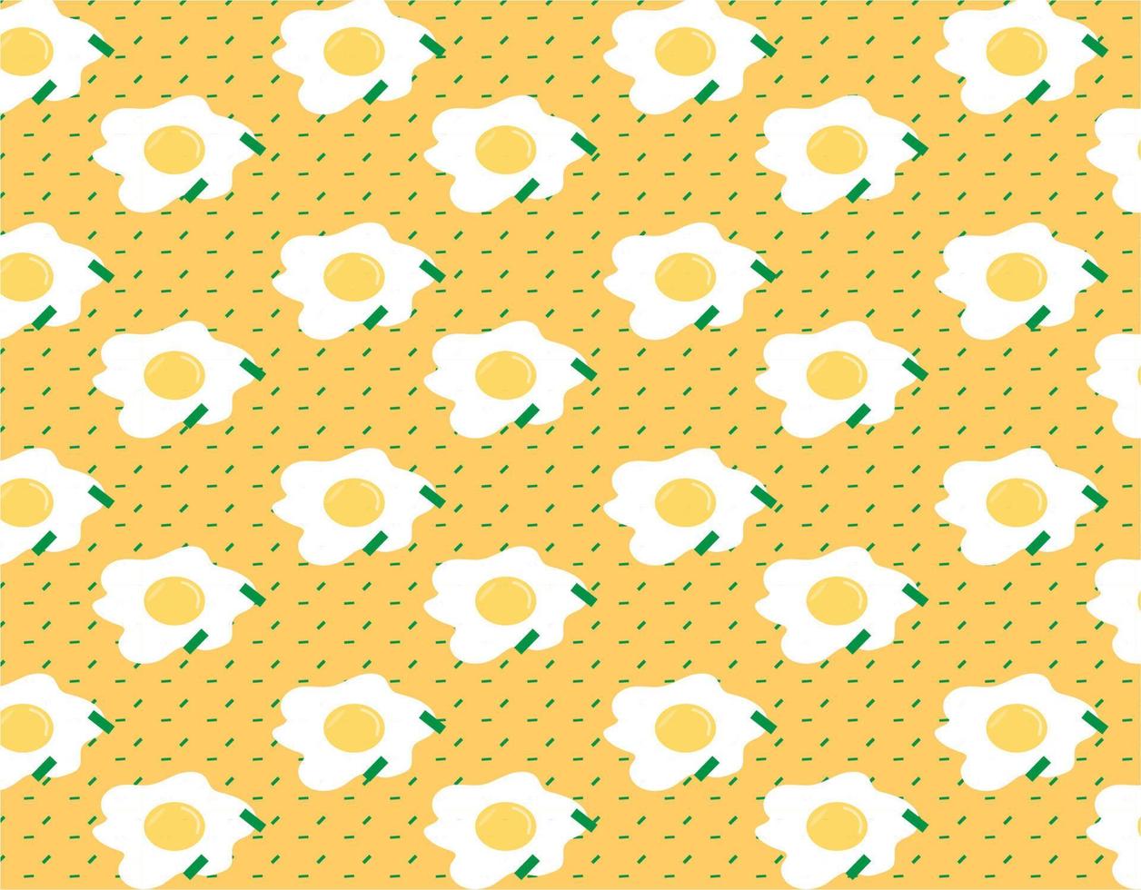 Vector Seamless Pattern of Sunny Side Up Egg with Green Onion