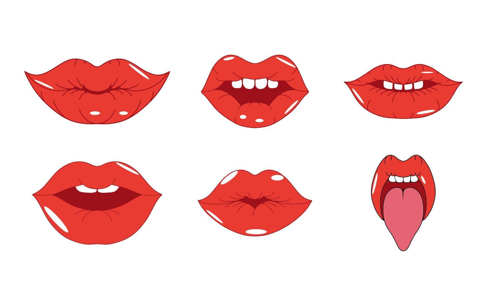 Collection of Female Mouth Expressions Vector