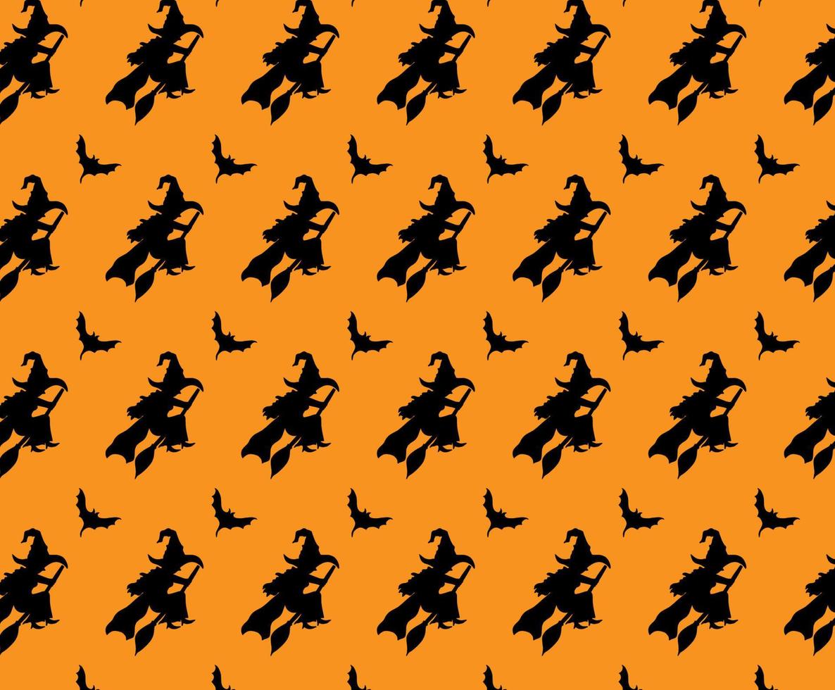 Seamless Pattern of Switch Broom Black Silhouette Vector