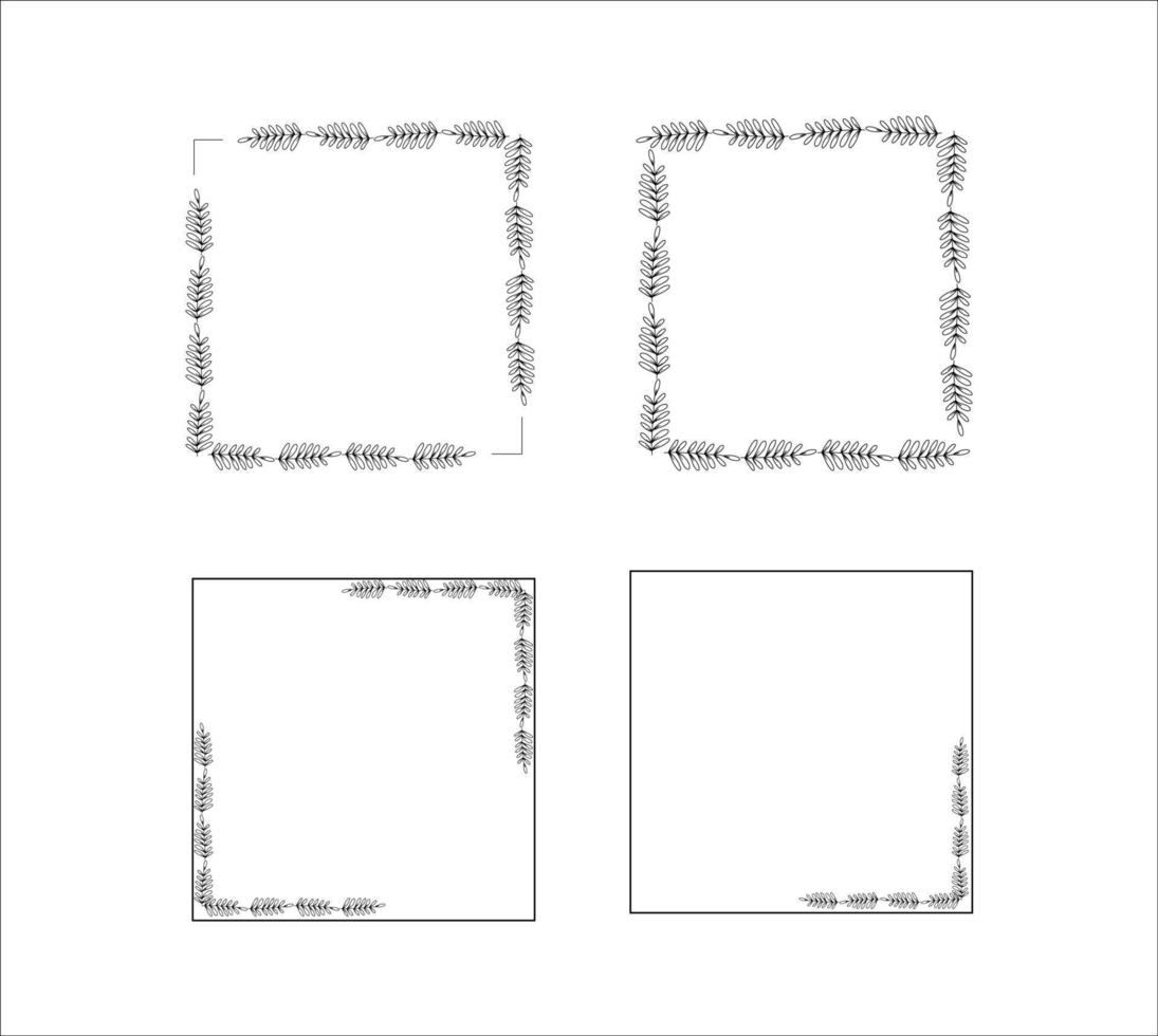 Set of Rectangle Frame Wreath Border Illustrations on a White Background vector