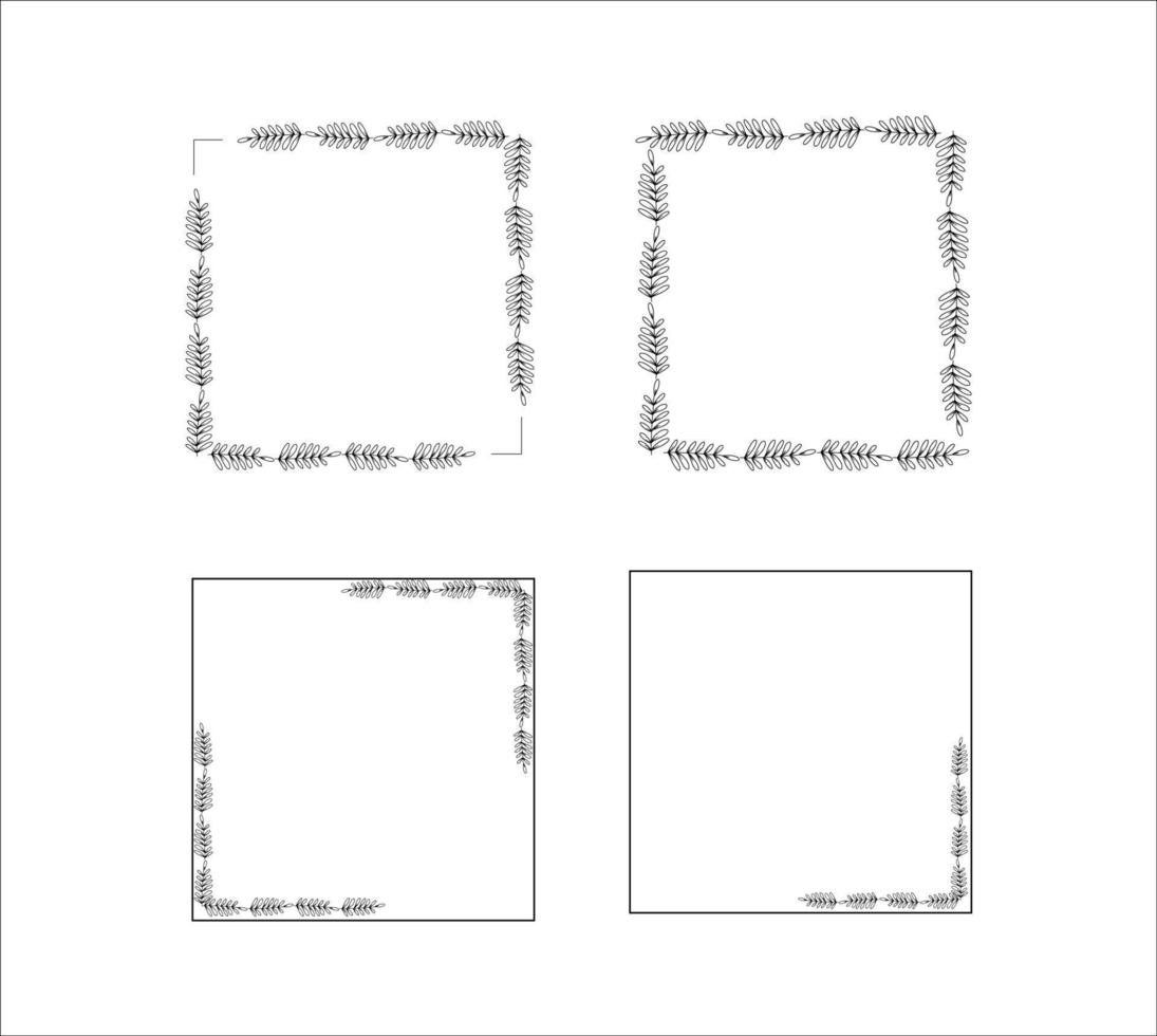 Set of Rectangle Frame Wreath Border Illustrations on a White Background vector