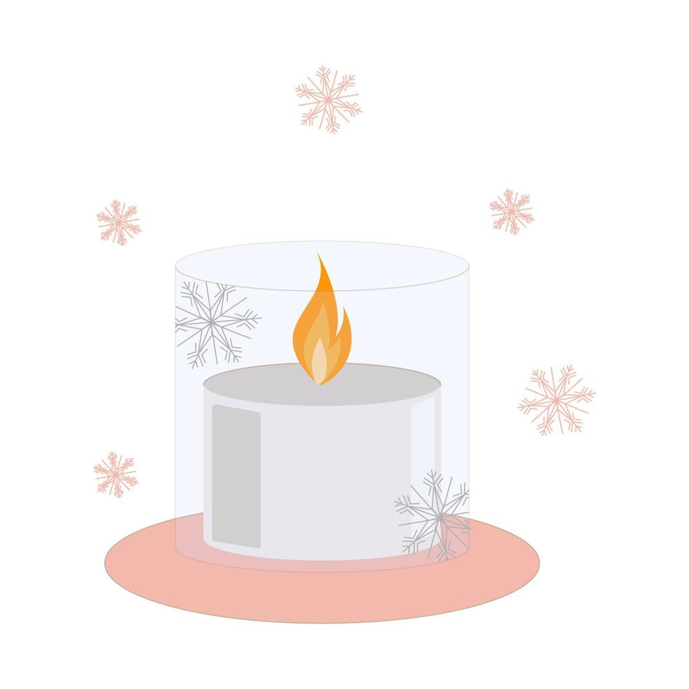 Flat-hand drawn christmas candle illustration, Christmas decor vector