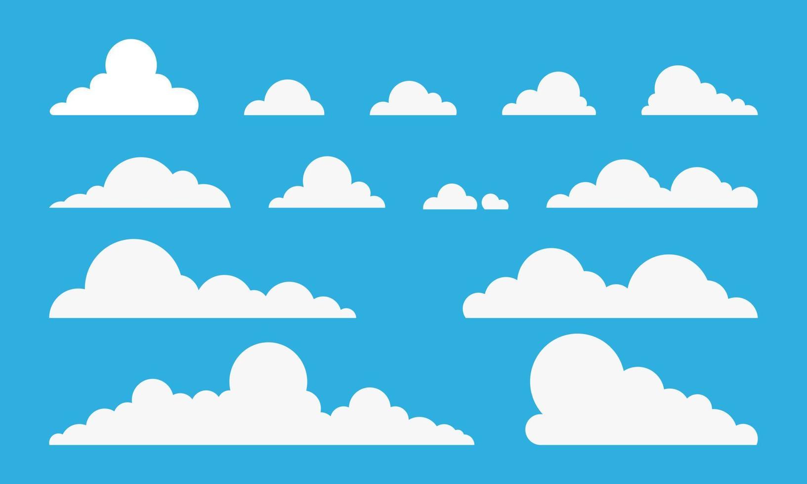 Collection of clouds on a blue sky background vector