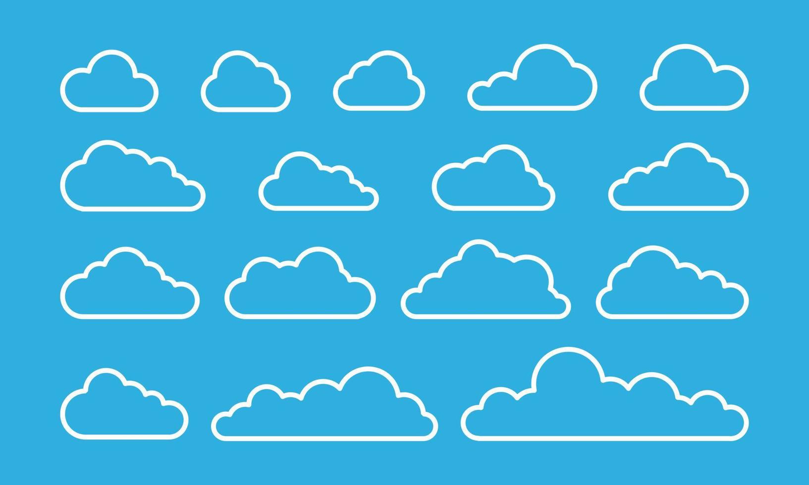 collection of cloud lines on a blue background vector