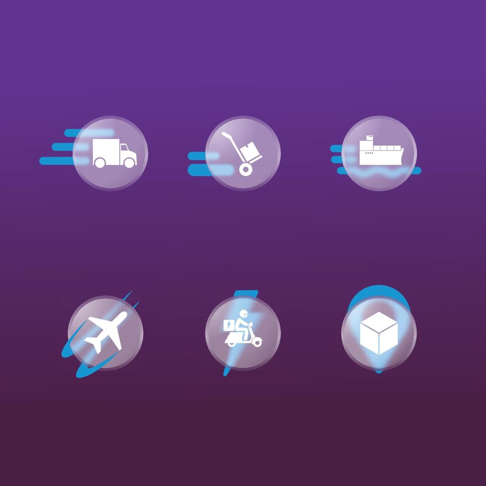 Glasmorphism Delivery  Icons vector