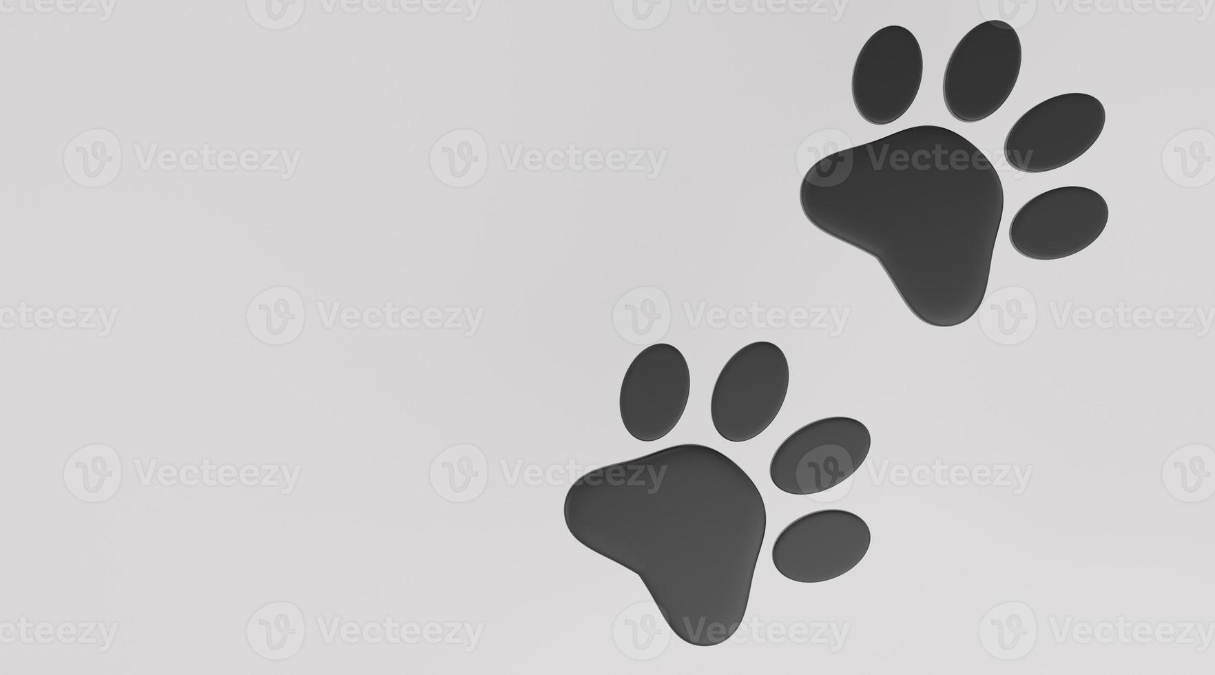 Black paw print on white background. Dog or cat paw print. Animal track. pet concept. 3D renderring. photo