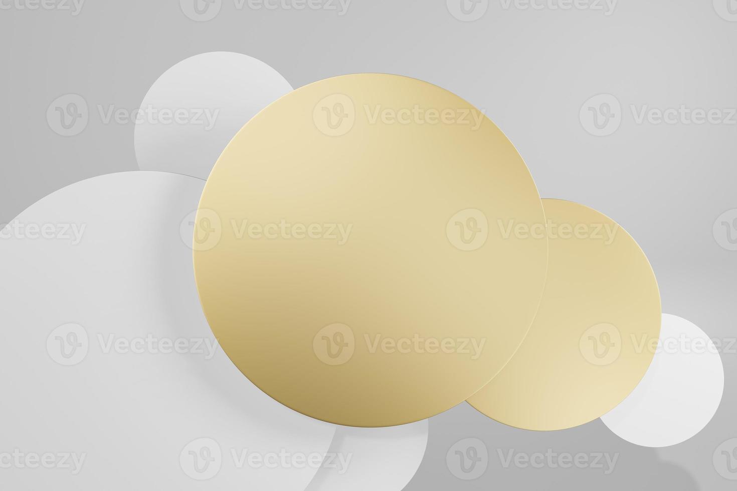 Gold and white round circle icon on gray background. 3D render photo