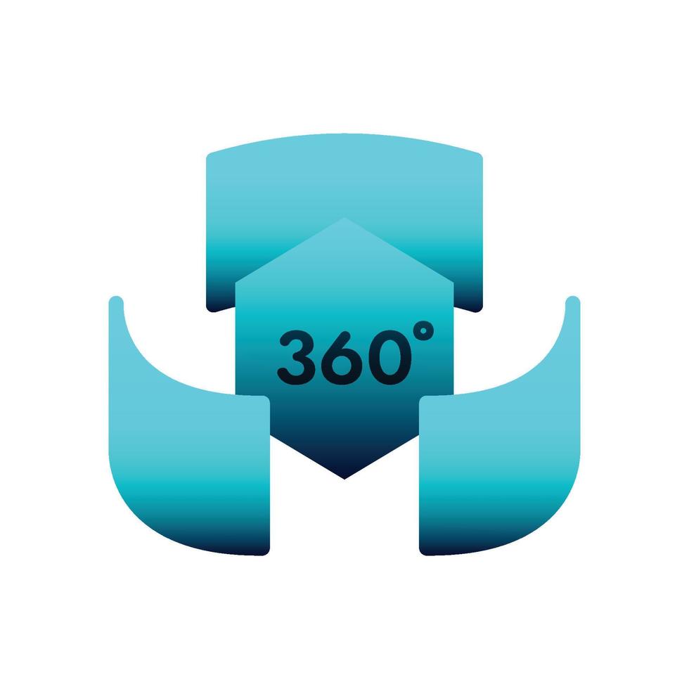 360 degrees and rotation, 3D visualization technology, Icon, Vector, Illustration. vector