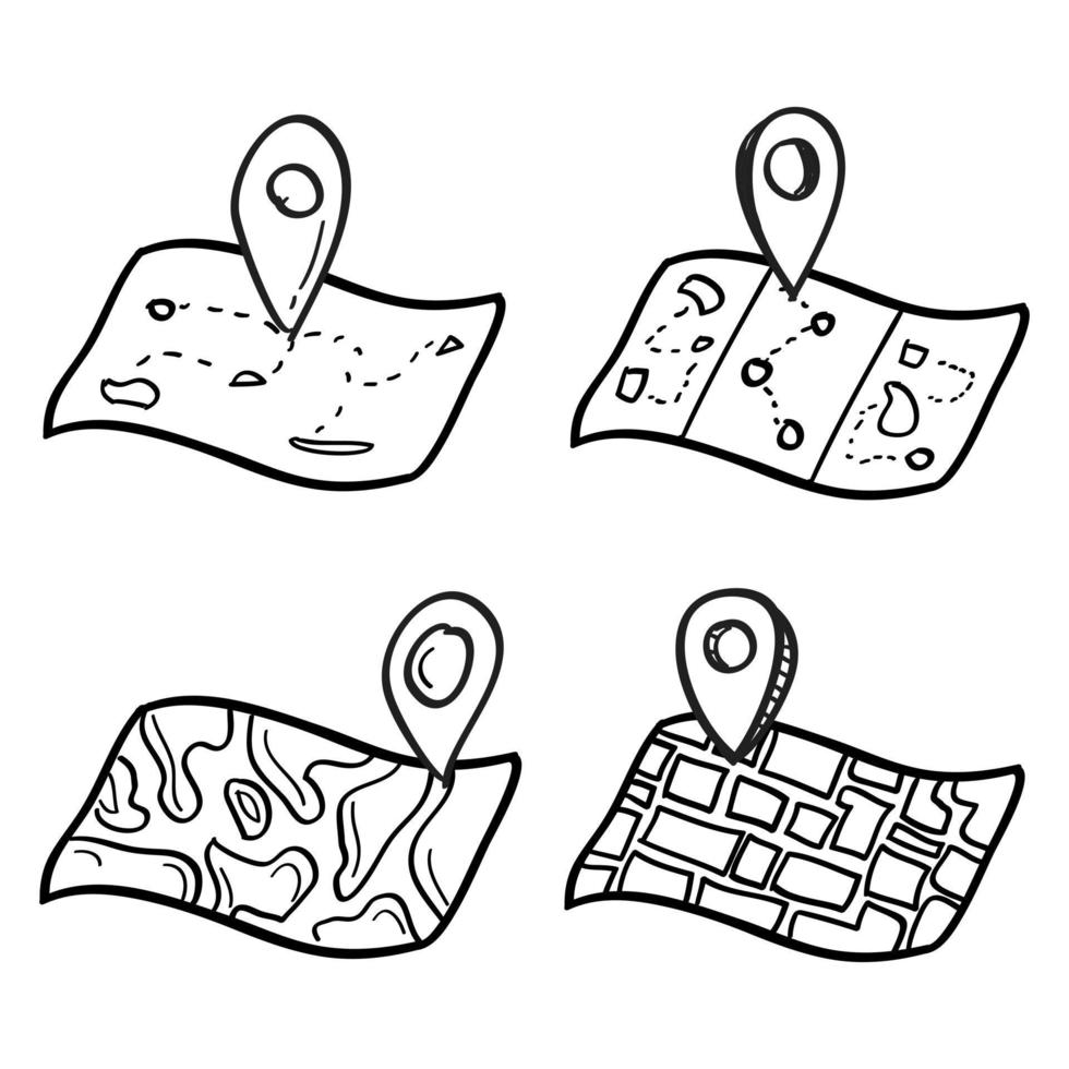 Hand drawn location icon in doodle style vector