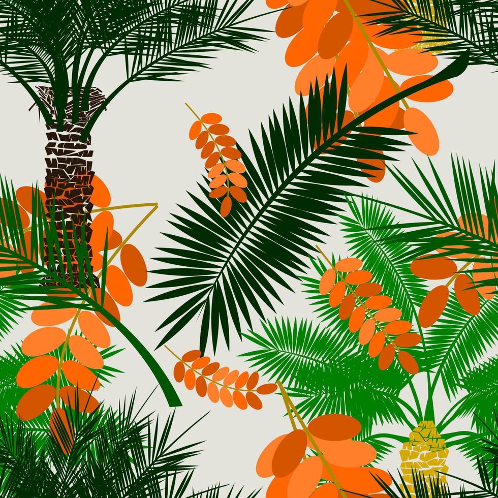 Editable Date Palm Trees With Fruits and Leaves Vector Illustration Seamless Pattern for Creating Background of Islamic or Arab Nature and Culture Also Healthy Foods Related Design