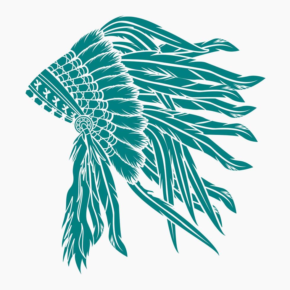 Editable Isolated Side View Native American Headdress Vector Illustration in Flat Monochrome Style for Traditional Culture and History Related Design