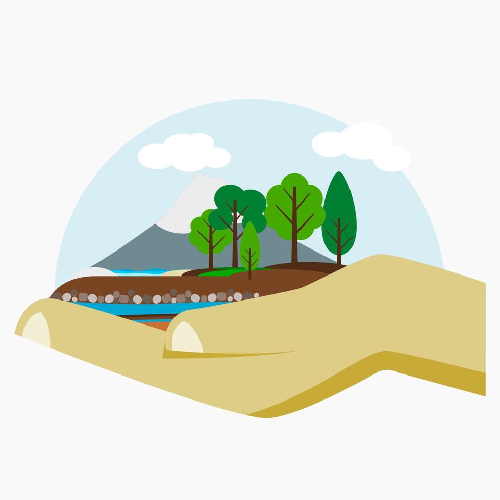 ilustración de vector de paisaje de entorno de mano editable en estilo plano para el elemento de arte del concepto de diseño ecológico para la campaña del día de la tierra o el proyecto relacionado con el medio ambiente de vida verde