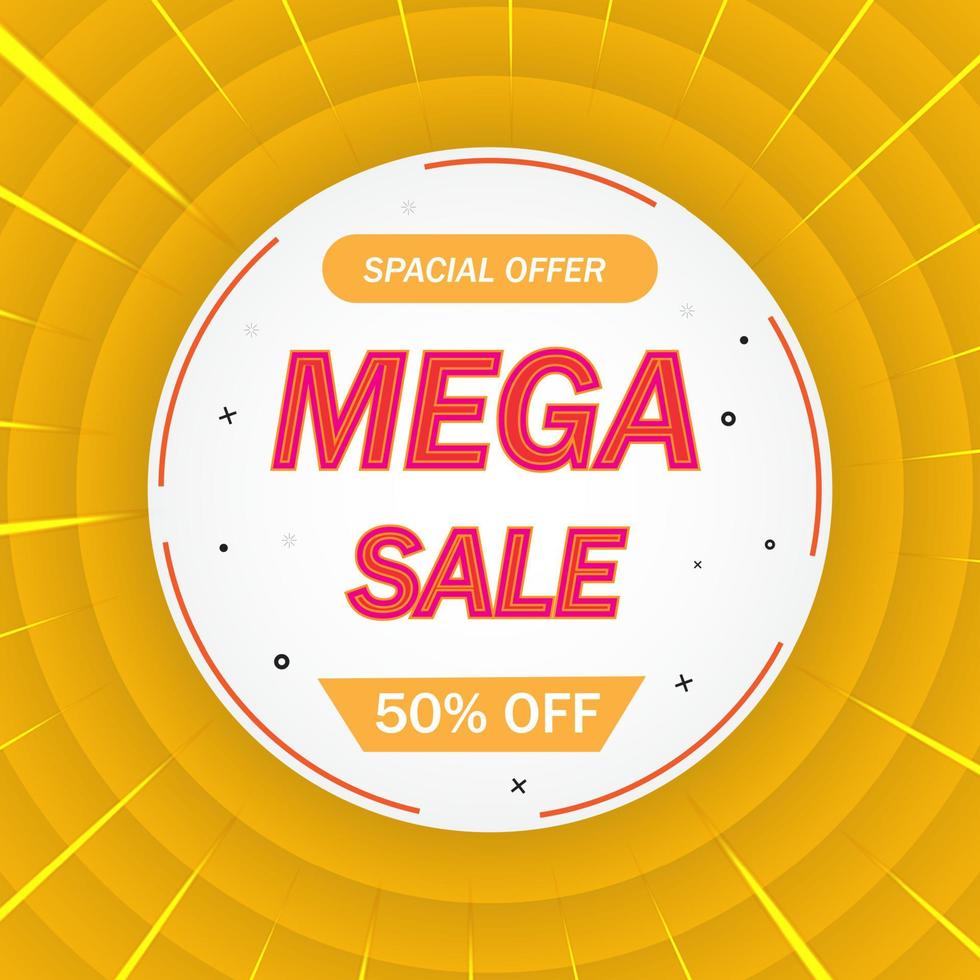 mega sale banner template for trade promotion, business marketing promotion, circular style vector design for social post.