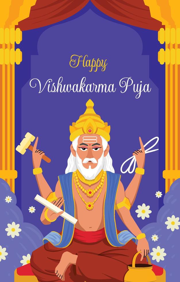 Happy Vishwakarma Puja Poster vector