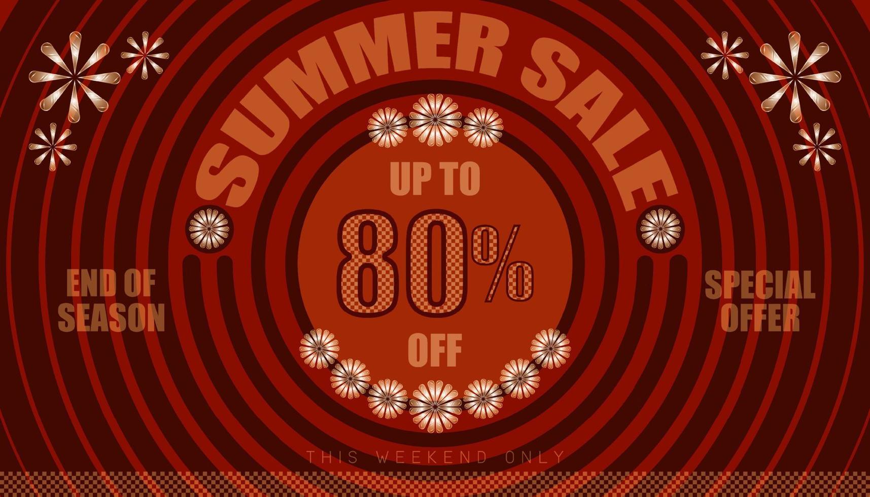 summer sale up to 80 percent end of year special offer. vintage retro style. small to big circle from center. creative poster design. vector illustration eps10