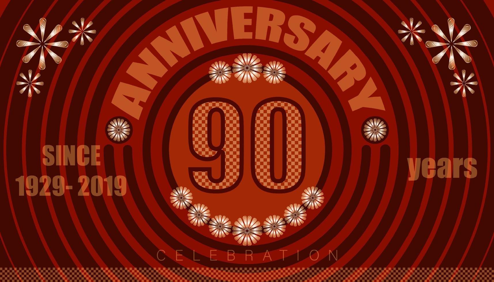 90th anniversary emblems. vintage retro style. small to big circle from center. creative poster design. vector illustration eps10