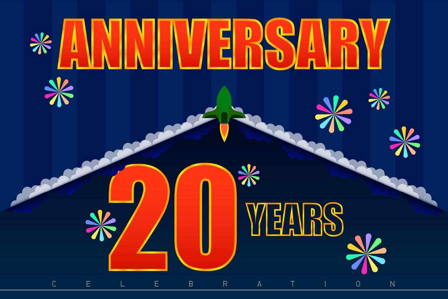 20th anniversary rocket launch dark blue tone vector illustration eps10