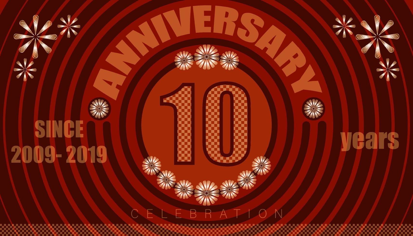 10th anniversary emblems. vintage retro style. small to big circle from center. creative poster design. vector illustration eps10