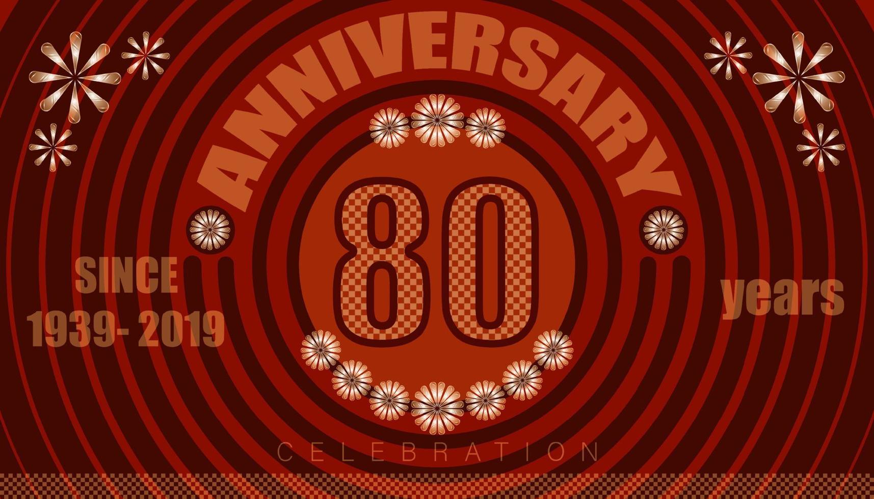 emblemas del 80 aniversario. estilo retro de la vendimia. círculo pequeño a grande desde el centro. diseño de carteles creativos. ilustración vectorial eps10 vector