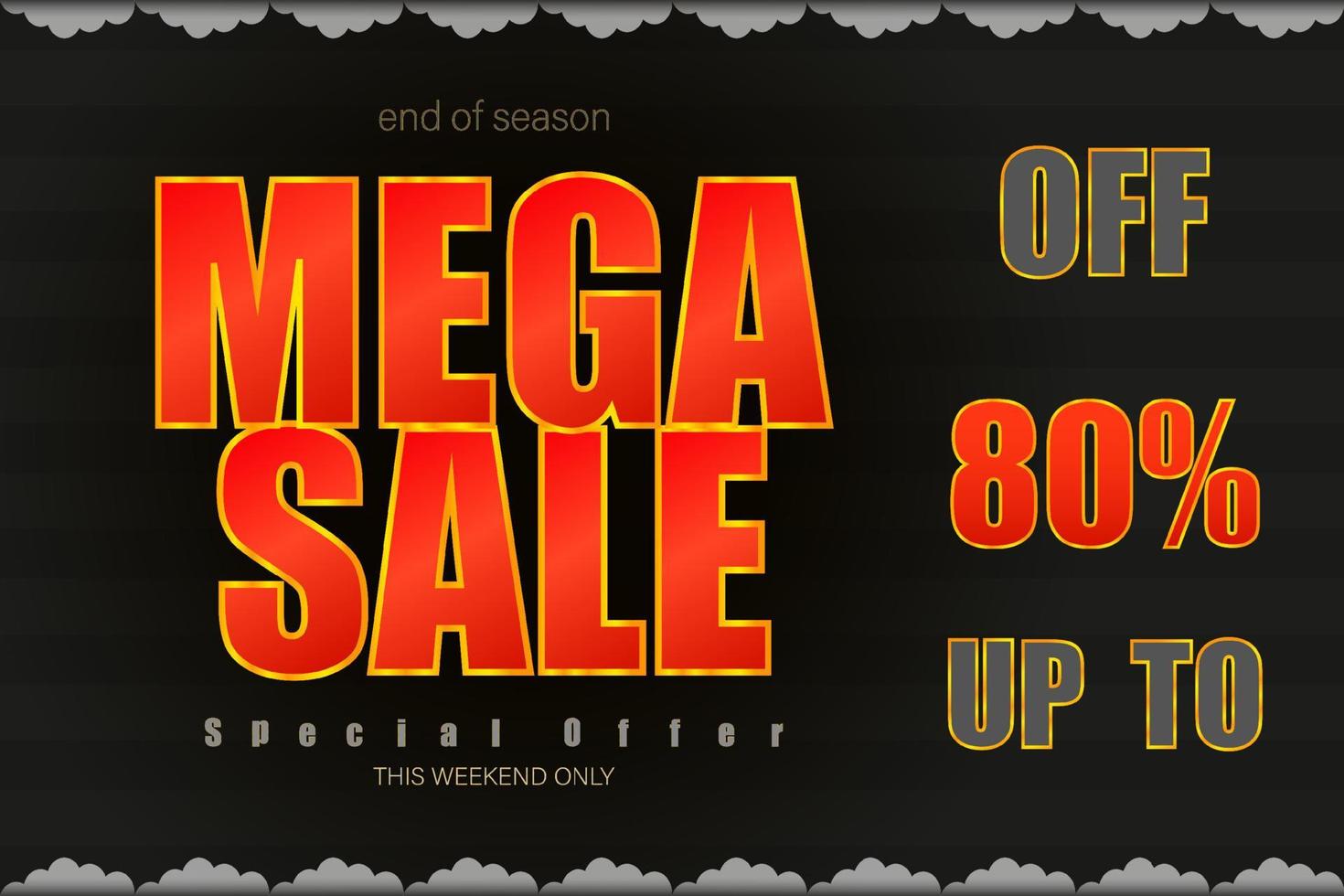 mega sale up to 80 percent end of season special offer black tone vector illustration eps10