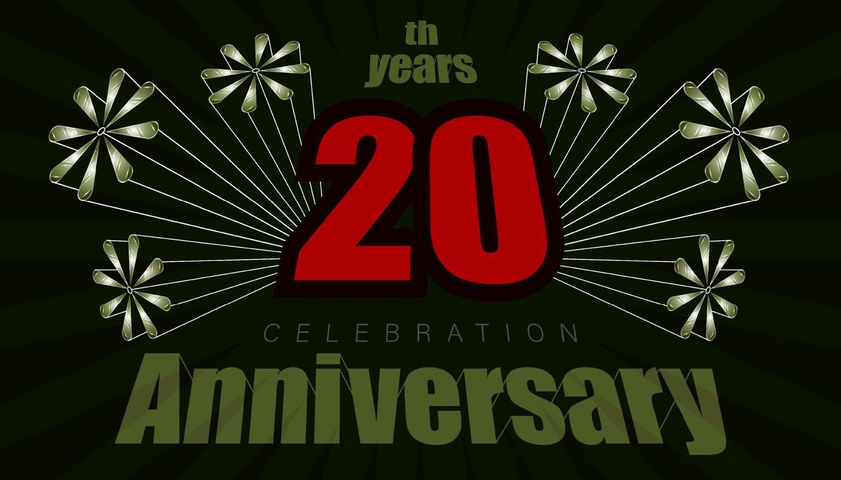20th anniversary. vintage retro element firework explode from center and 3d character alphabet. vector illustration eps10