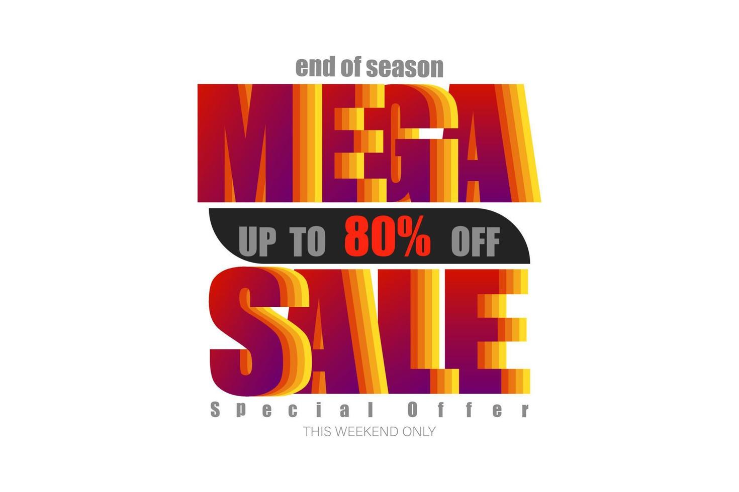 mega sale up to 80 percent end of year special offer colorful tone vector illustration eps10