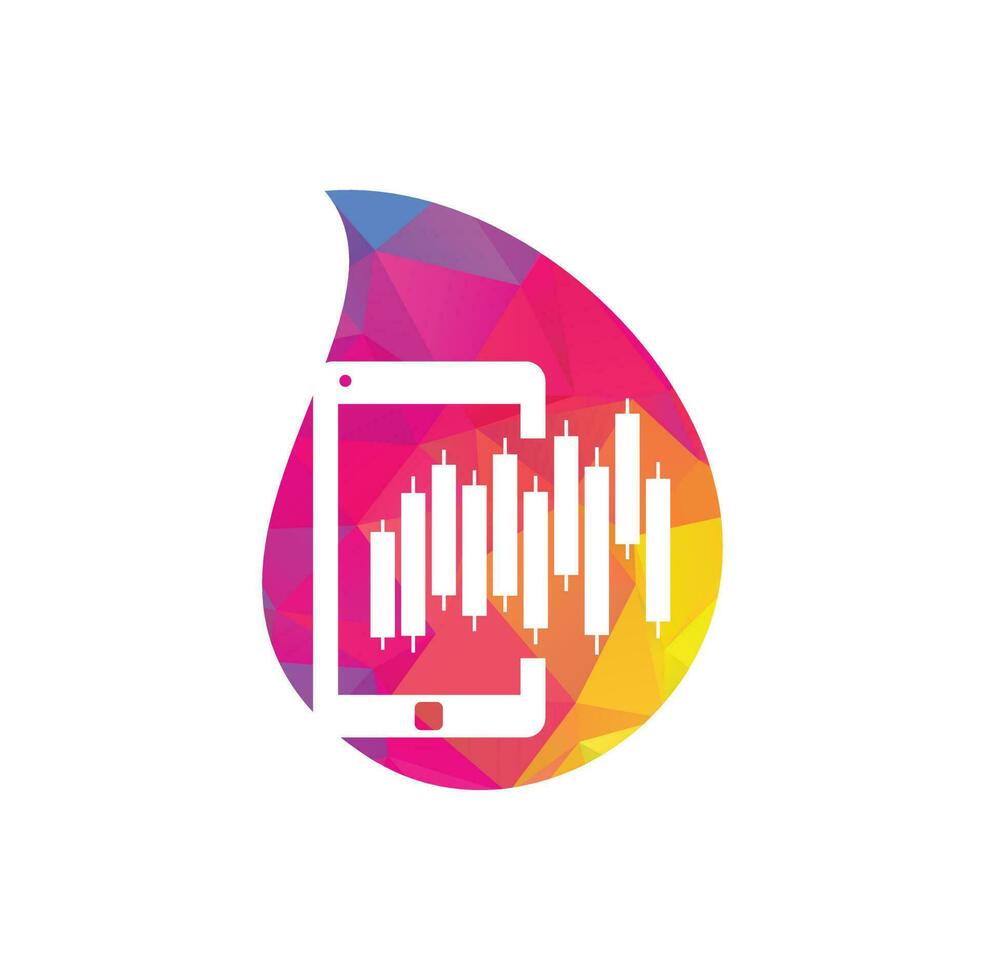 Phone Stats drop shape concept logo design template. Mobile finance logo icon design vector. vector