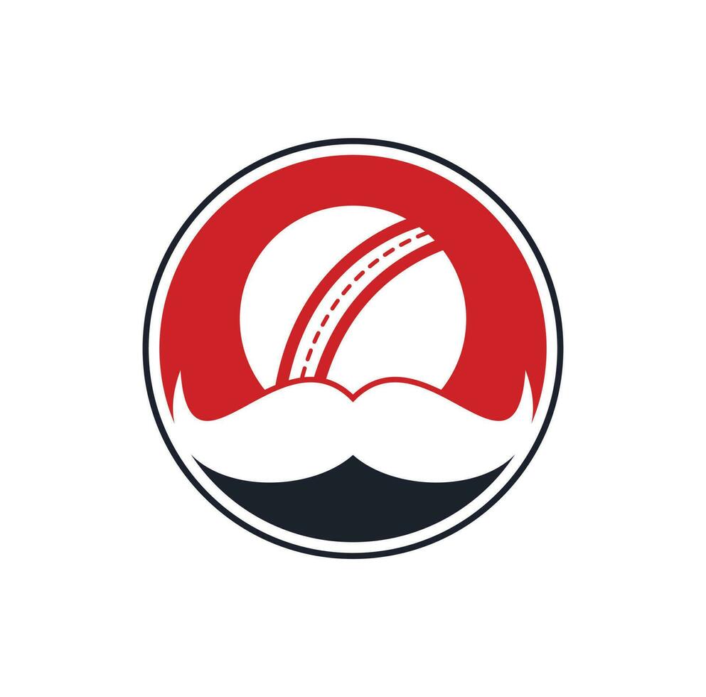 fuerte diseño de logotipo de vector de cricket. diseño de icono de vector de bigote y bola de cricket.