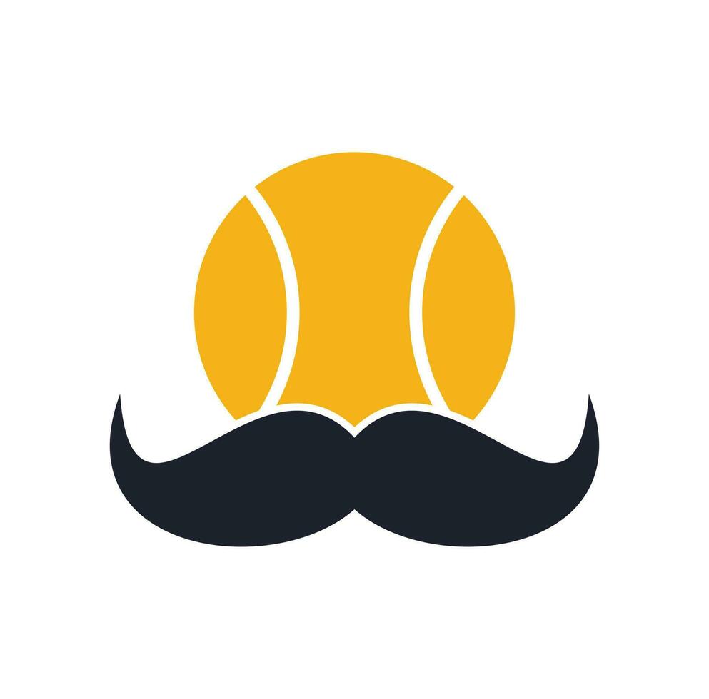 fuerte diseño de logotipo vectorial de tenis. diseño de icono de vector de bigote y pelota de tenis.