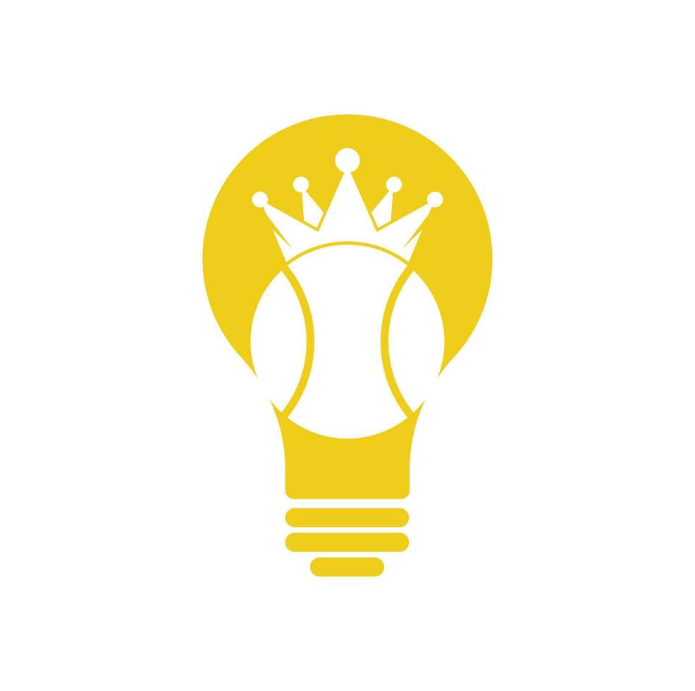 Tennis king bulb shape concept vector logo design. Tennis ball and crown icon design template.