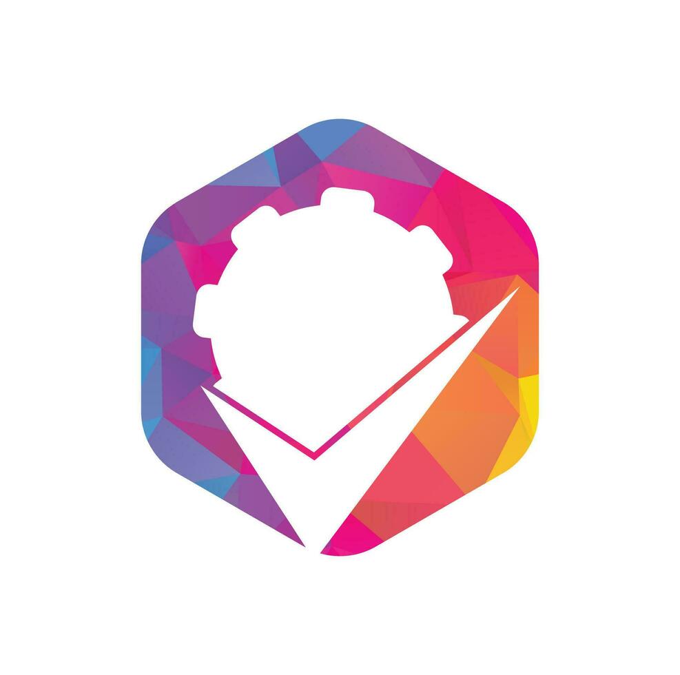Check Gear Logo Icon Design. Tick cog logo icon vector. vector