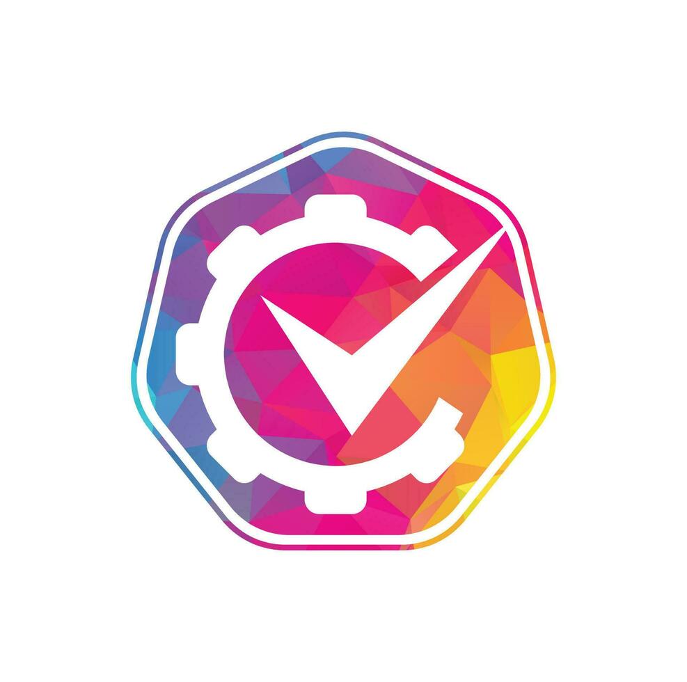 Check Gear Logo Icon Design. Tick cog logo icon vector. vector