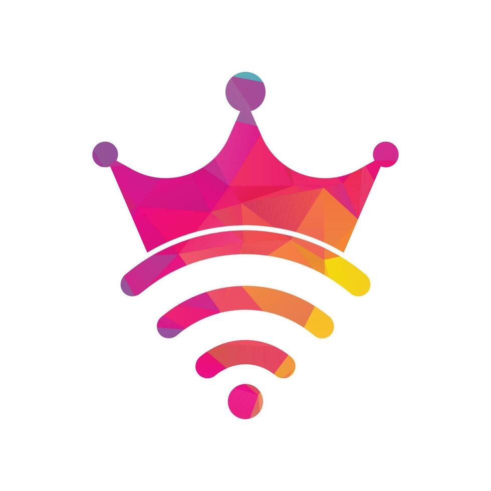 vector de plantilla de logotipo wifi rey. corona y plantilla de logotipo de vector wifi.