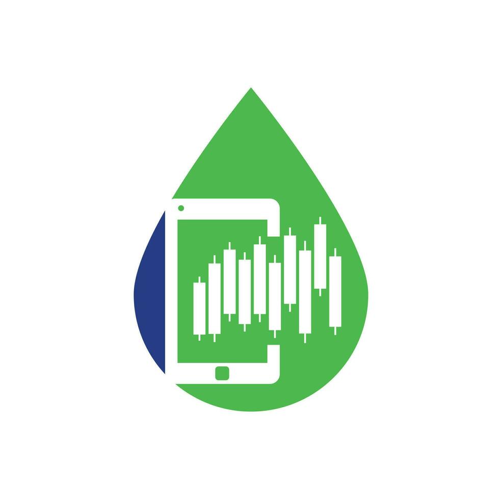 Phone Stats drop shape concept logo design template. Mobile finance logo icon design vector. vector