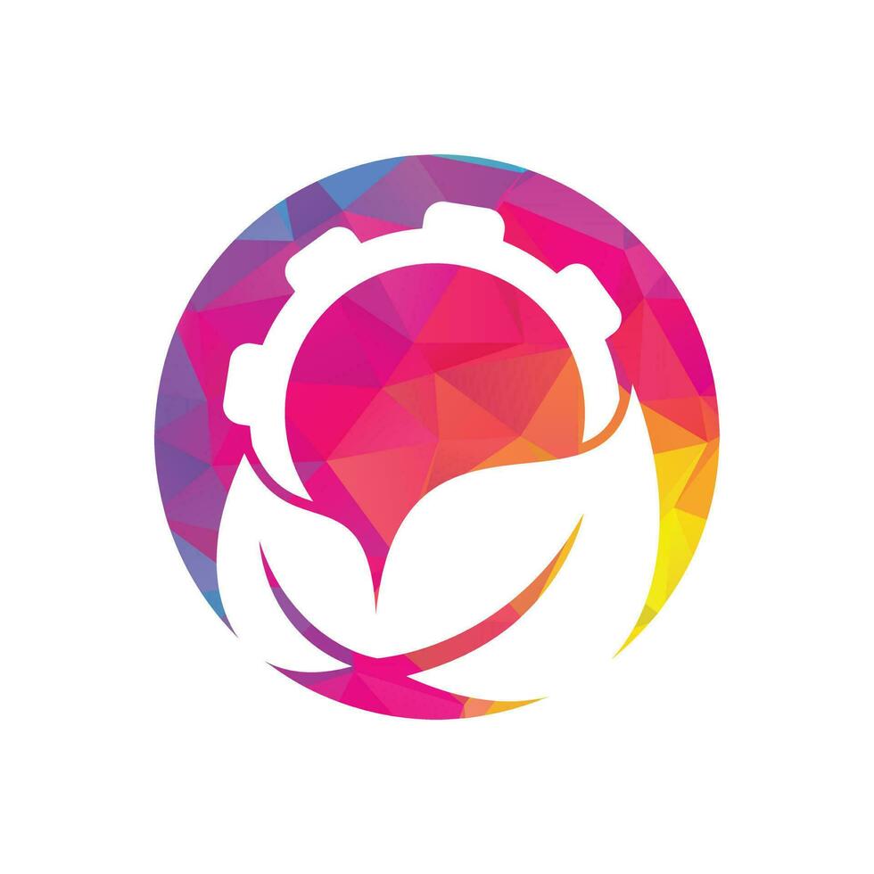 Gear and leaf logo combination vector. Mechanic and eco symbol or icon. vector